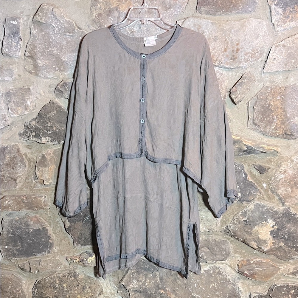 Vintage Lagenlook Size 2 US L Bohemian Long Top With Oversized Attached Jacket